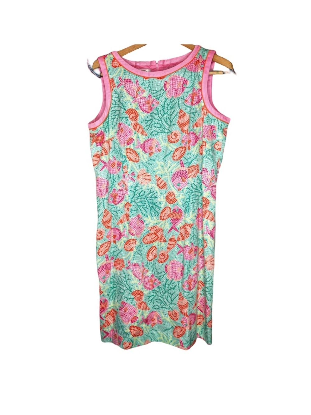 Talbots VTG ocean fish pattern shift dress 14